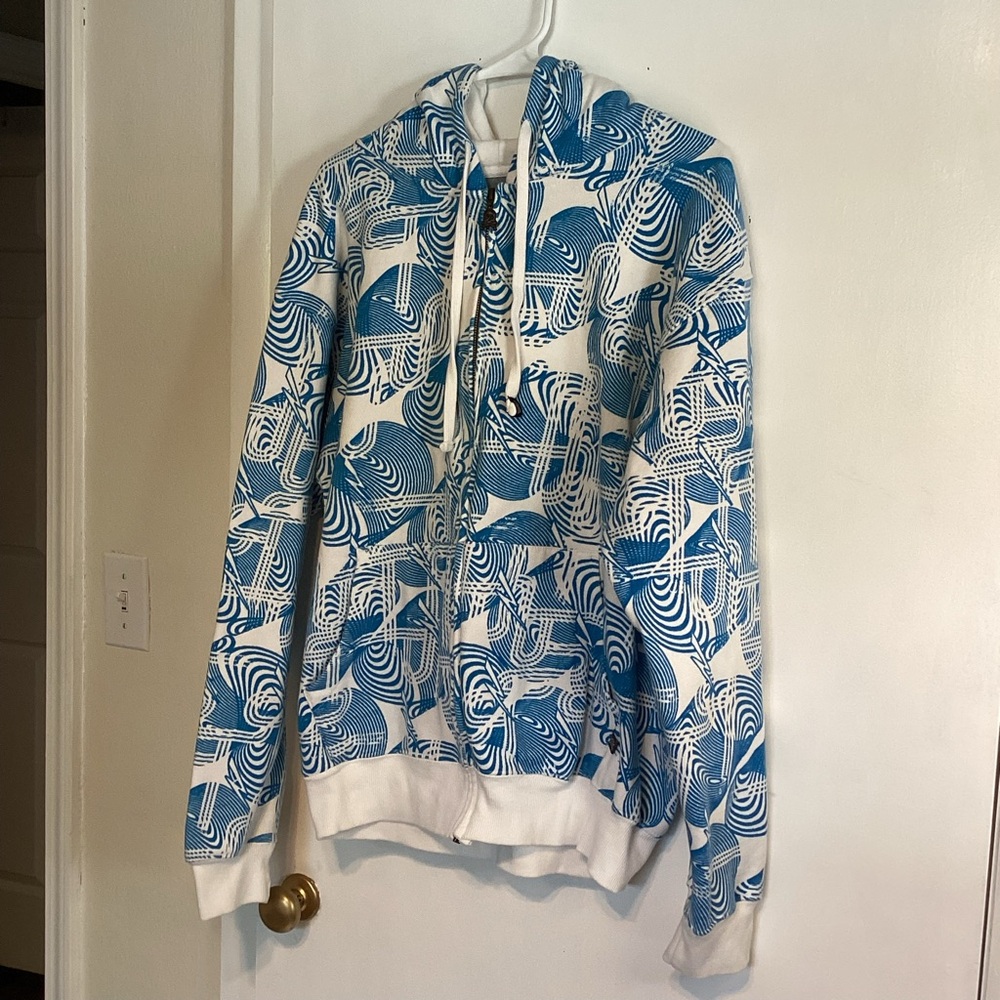 Sapphire Lounge Blue and White Graphic Hoodie sz medium